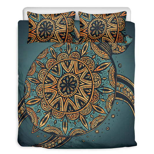 Tribal Sea Turtle Print Duvet Cover Bedding Set