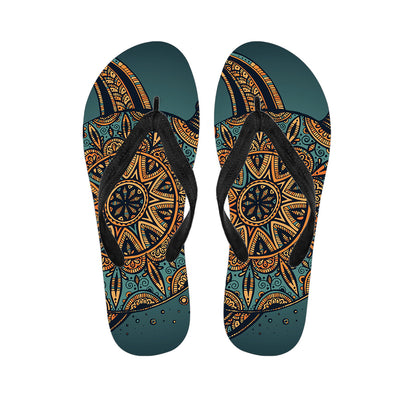 Tribal Sea Turtle Print Flip Flops