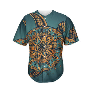 Tribal Sea Turtle Print Men's Baseball Jersey