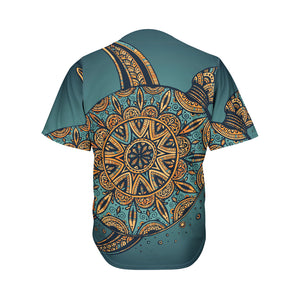 Tribal Sea Turtle Print Men's Baseball Jersey