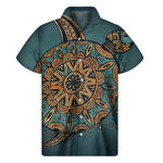 Tribal Sea Turtle Print Men's Short Sleeve Shirt