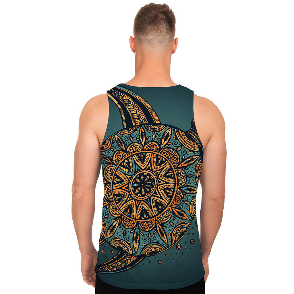 Tribal Sea Turtle Print Men's Tank Top