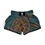 Tribal Sea Turtle Print Muay Thai Boxing Shorts