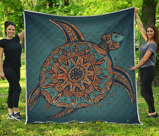 Tribal Sea Turtle Print Quilt