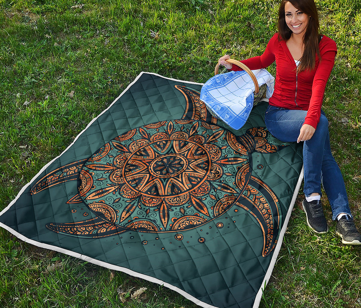 Tribal Sea Turtle Print Quilt