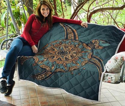 Tribal Sea Turtle Print Quilt