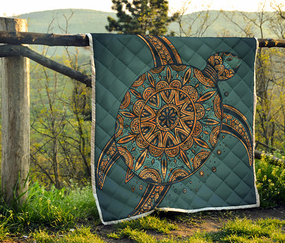 Tribal Sea Turtle Print Quilt