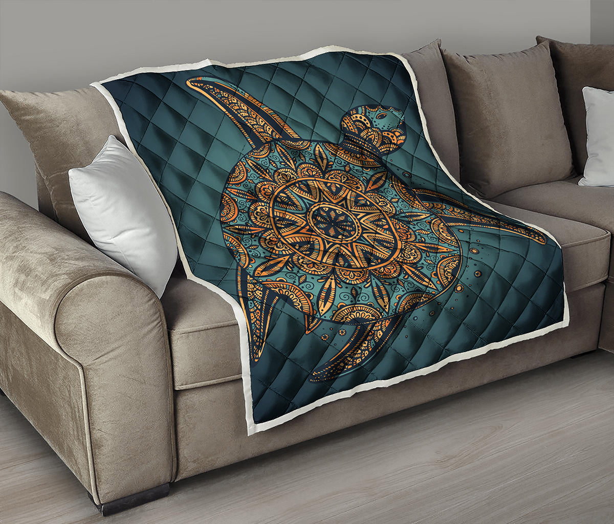 Tribal Sea Turtle Print Quilt