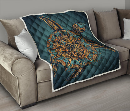 Tribal Sea Turtle Print Quilt