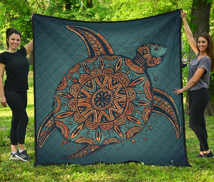 Tribal Sea Turtle Print Quilt