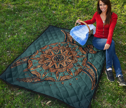 Tribal Sea Turtle Print Quilt
