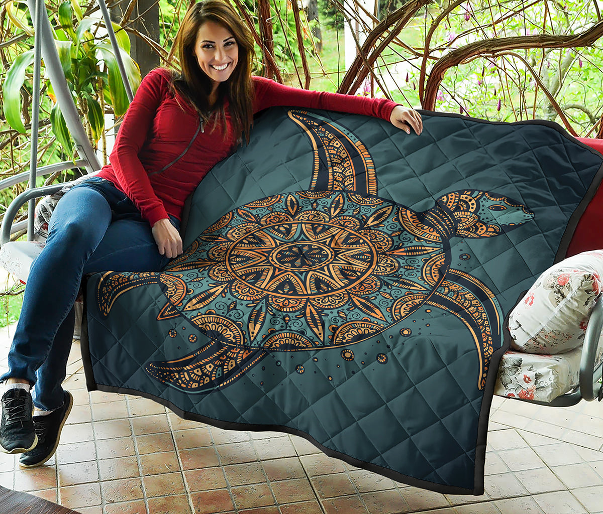 Tribal Sea Turtle Print Quilt