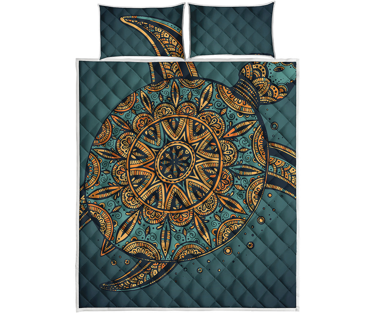 Tribal Sea Turtle Print Quilt Bed Set