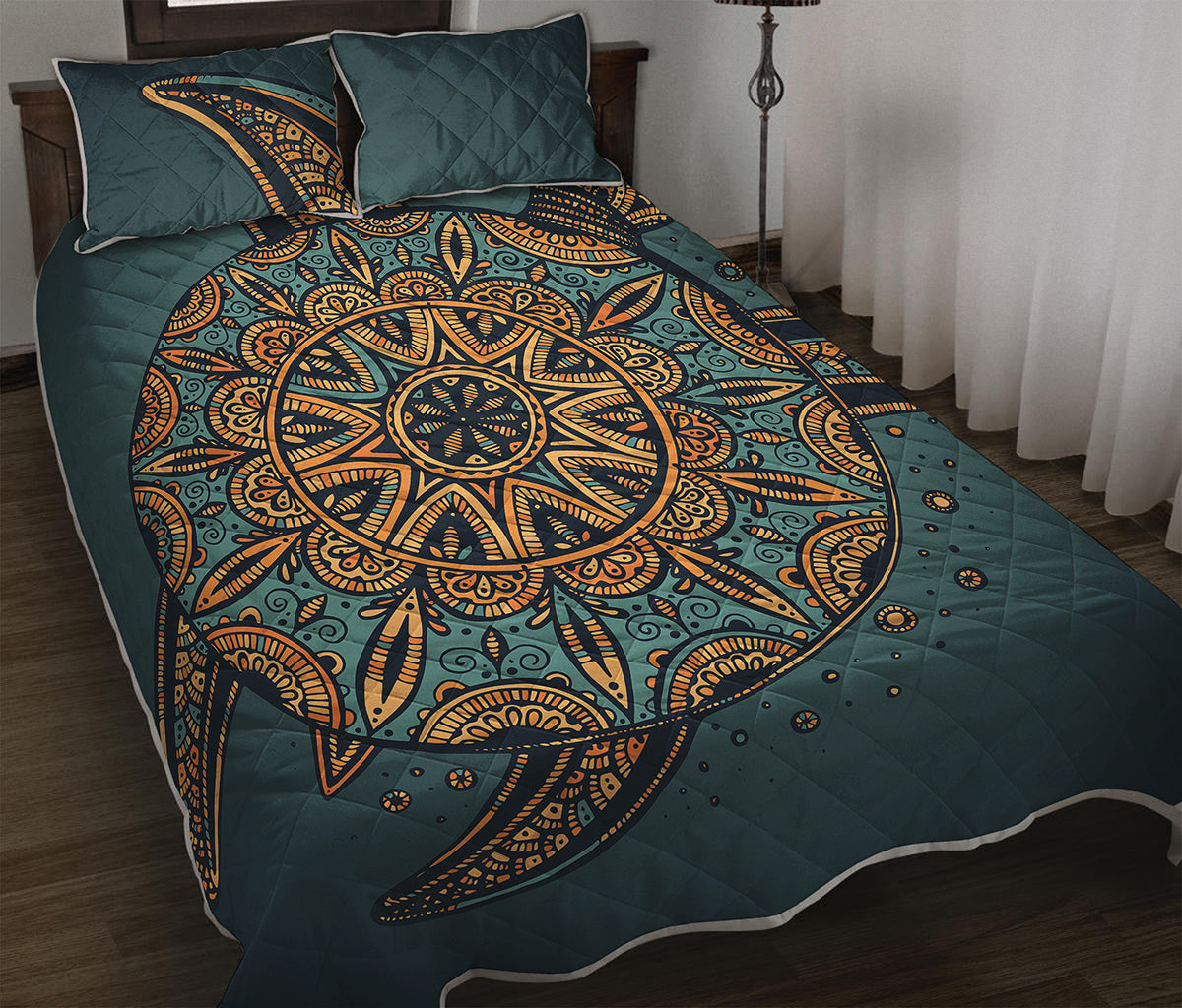 Tribal Sea Turtle Print Quilt Bed Set