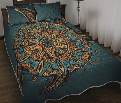 Tribal Sea Turtle Print Quilt Bed Set