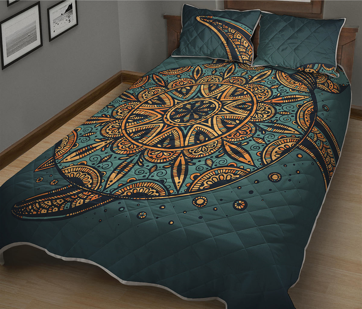Tribal Sea Turtle Print Quilt Bed Set