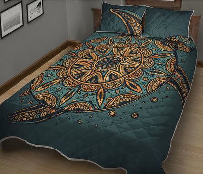 Tribal Sea Turtle Print Quilt Bed Set