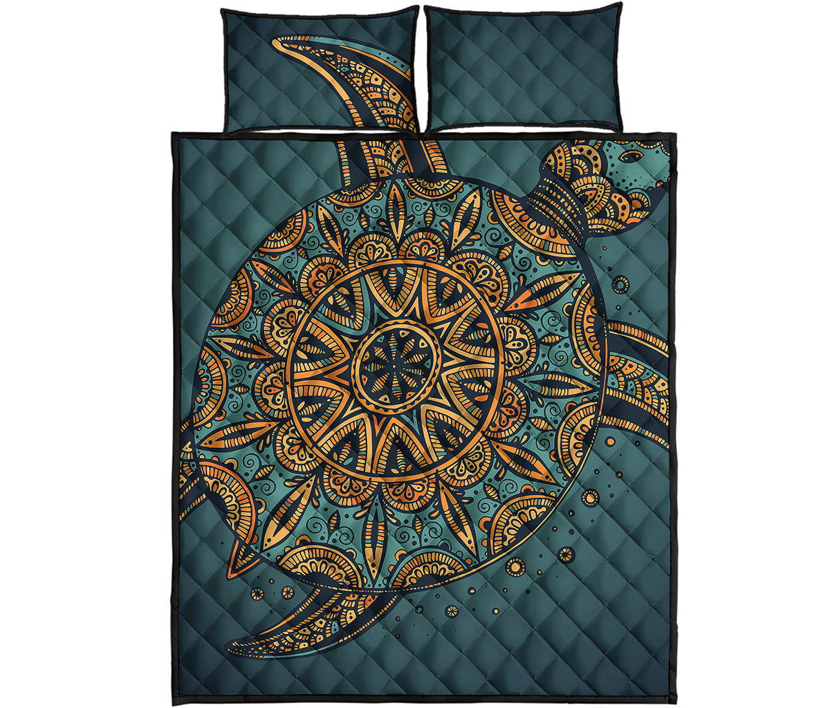 Tribal Sea Turtle Print Quilt Bed Set