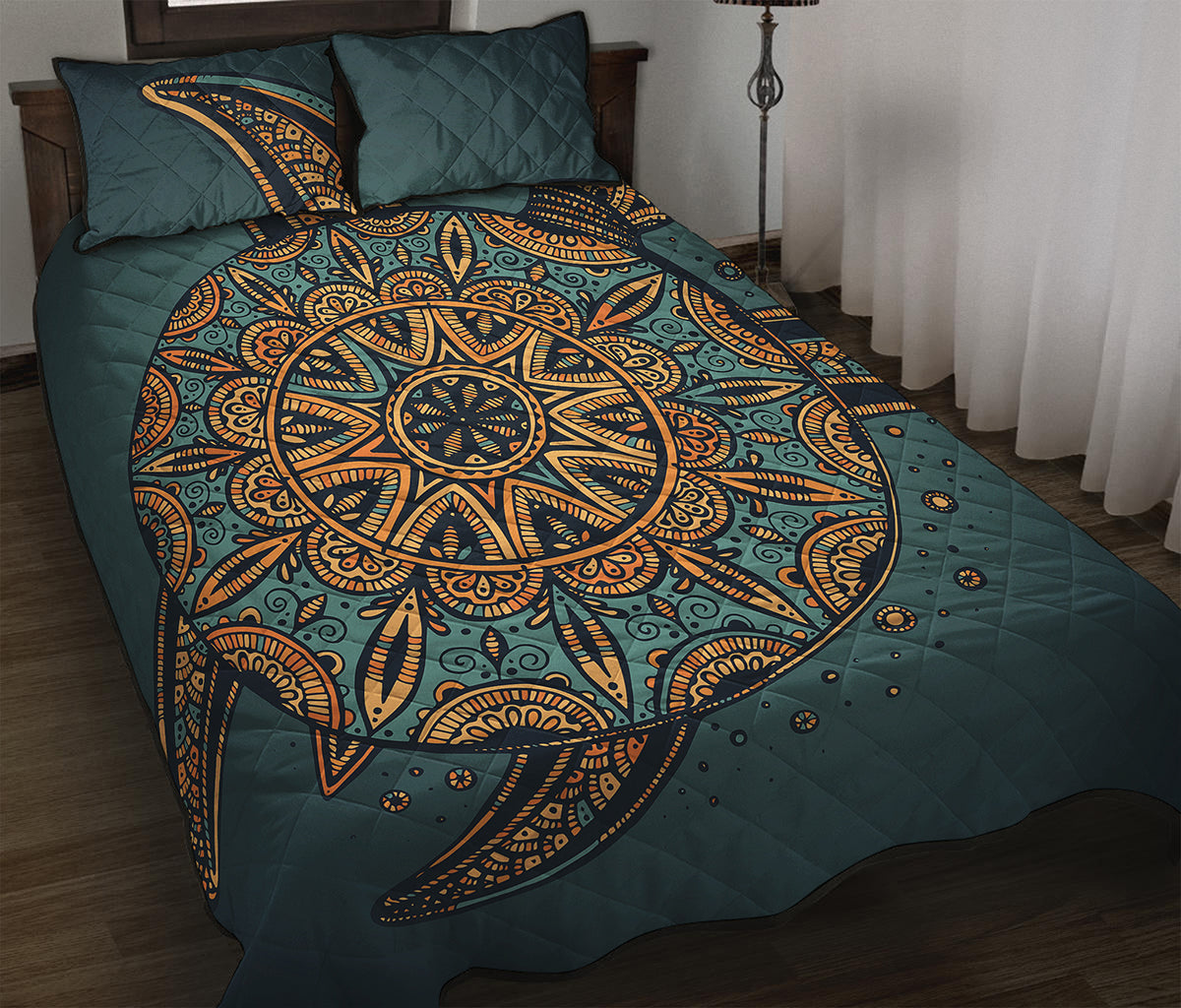 Tribal Sea Turtle Print Quilt Bed Set