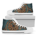 Tribal Sea Turtle Print White High Top Shoes