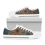 Tribal Sea Turtle Print White Low Top Shoes