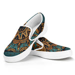 Tribal Sea Turtle Print White Slip On Shoes