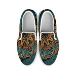 Tribal Sea Turtle Print White Slip On Shoes
