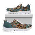 Tribal Sea Turtle Print White Running Shoes