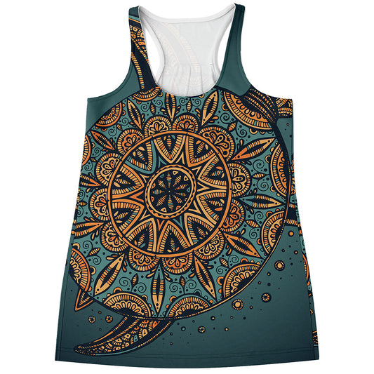 Tribal Sea Turtle Print Women's Racerback Tank Top