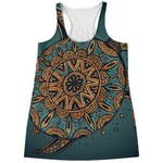 Tribal Sea Turtle Print Women's Racerback Tank Top