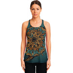 Tribal Sea Turtle Print Women's Racerback Tank Top
