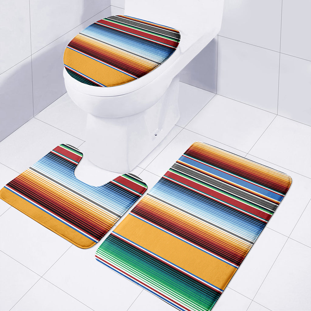 Tribal Serape Blanket Pattern Print 3 Piece Bath Mat Set