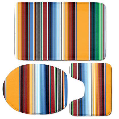 Tribal Serape Blanket Pattern Print 3 Piece Bath Mat Set