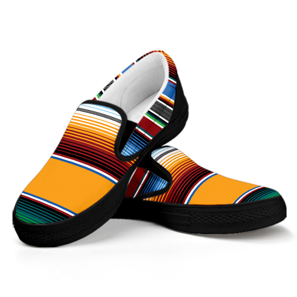 Tribal Serape Blanket Pattern Print Black Slip On Shoes