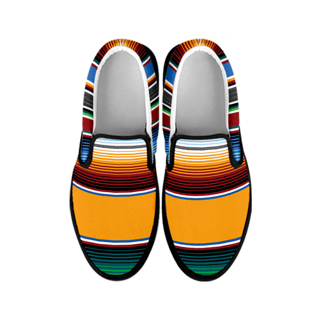 Tribal Serape Blanket Pattern Print Black Slip On Shoes