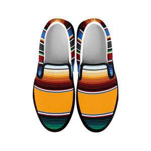 Tribal Serape Blanket Pattern Print Black Slip On Shoes