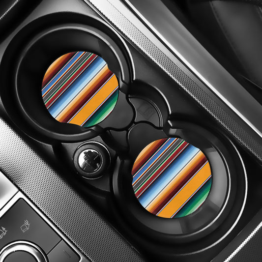 Tribal Serape Blanket Pattern Print Car Coasters