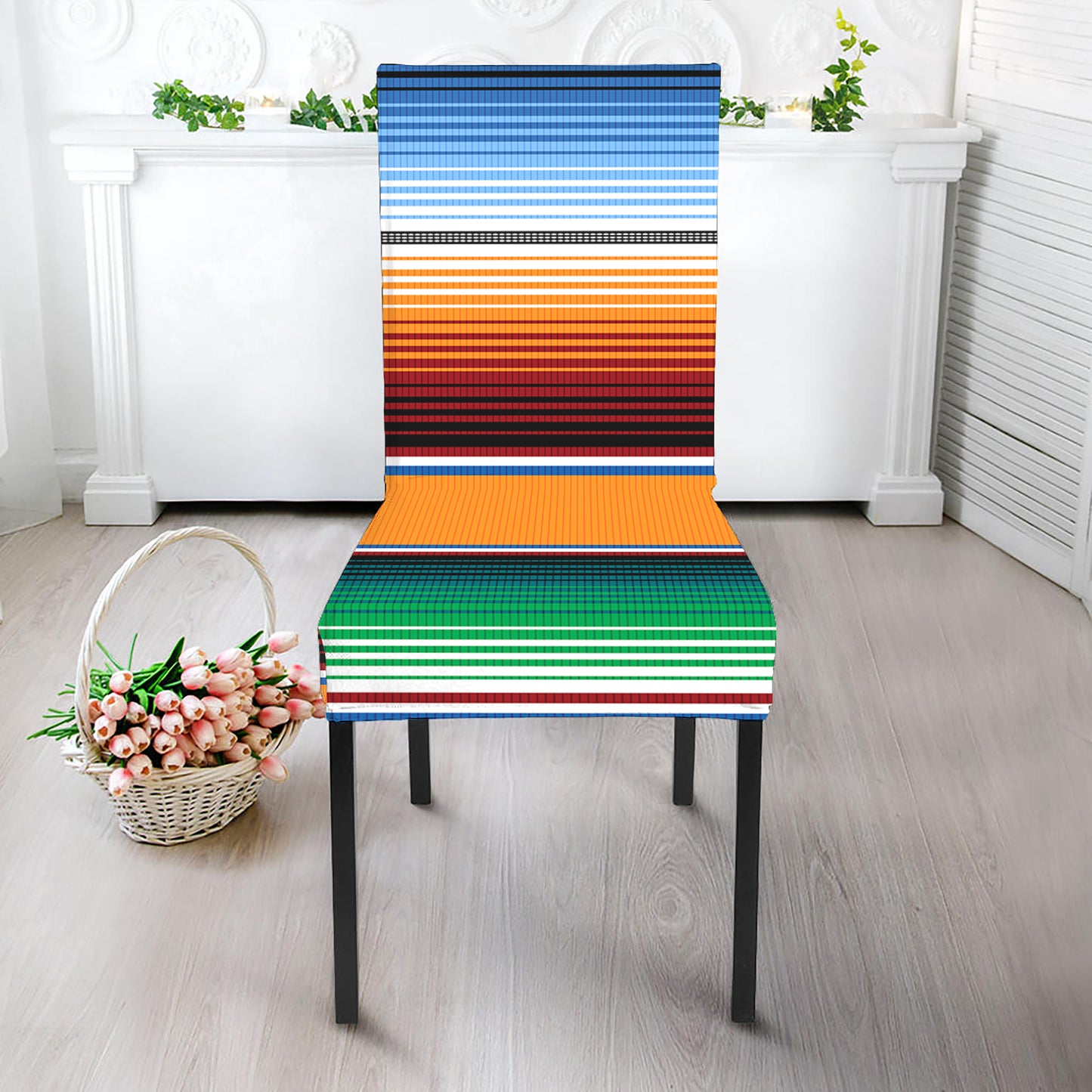 Tribal Serape Blanket Pattern Print Dining Chair Slipcover