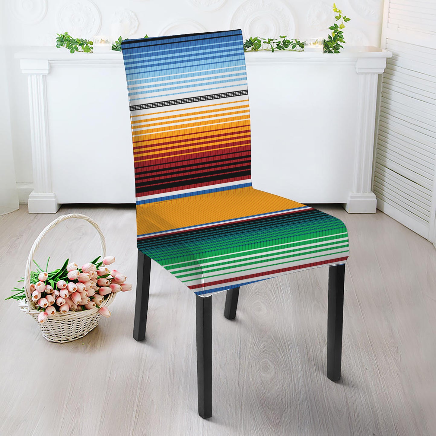 Tribal Serape Blanket Pattern Print Dining Chair Slipcover
