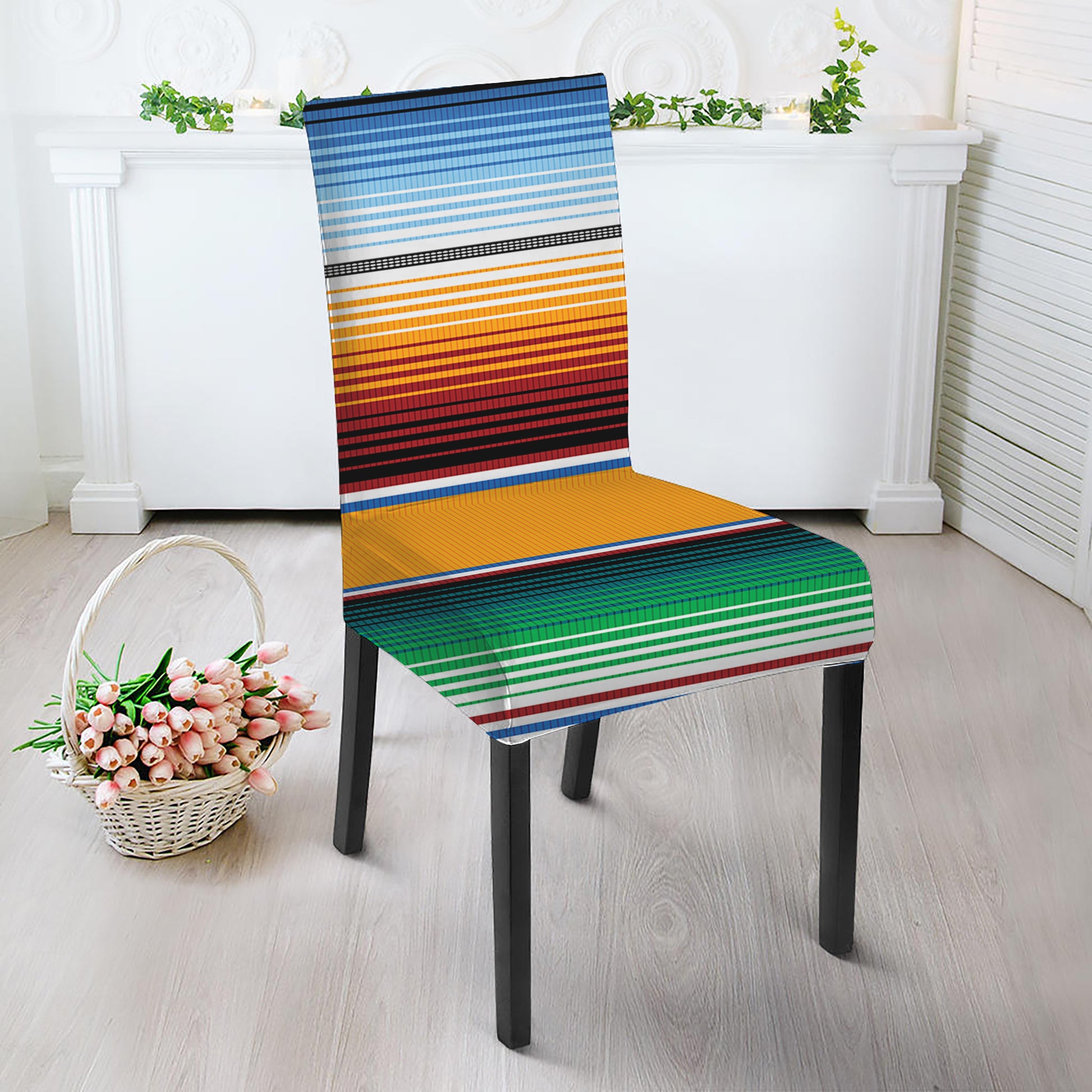 Tribal Serape Blanket Pattern Print Dining Chair Slipcover
