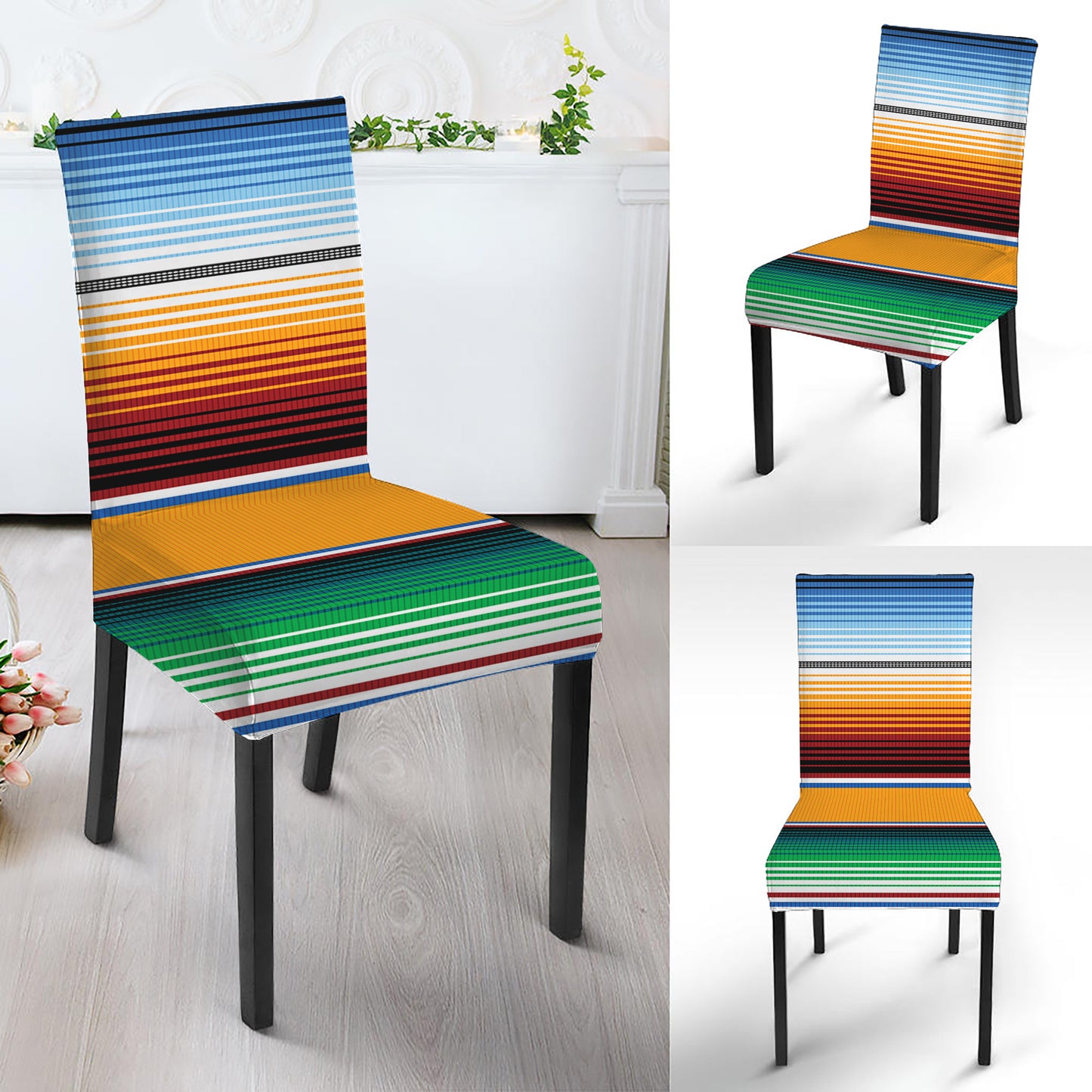 Tribal Serape Blanket Pattern Print Dining Chair Slipcover