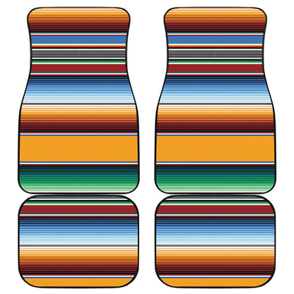 Tribal Serape Blanket Pattern Print Front and Back Car Floor Mats
