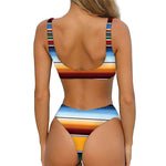 Tribal Serape Blanket Pattern Print Front Bow Tie Bikini