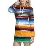 Tribal Serape Blanket Pattern Print Hoodie Dress