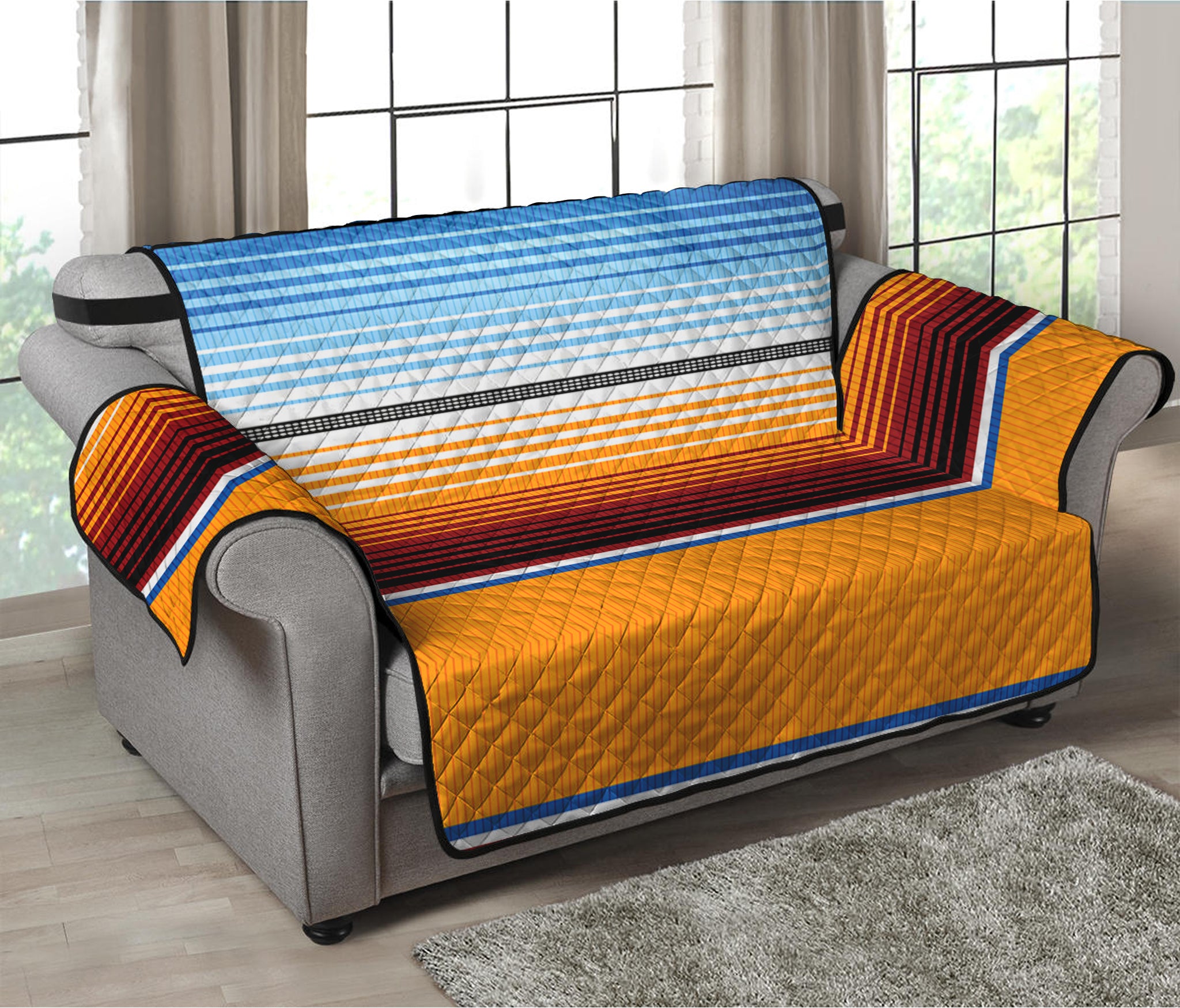 Tribal Serape Blanket Pattern Print Loveseat Protector