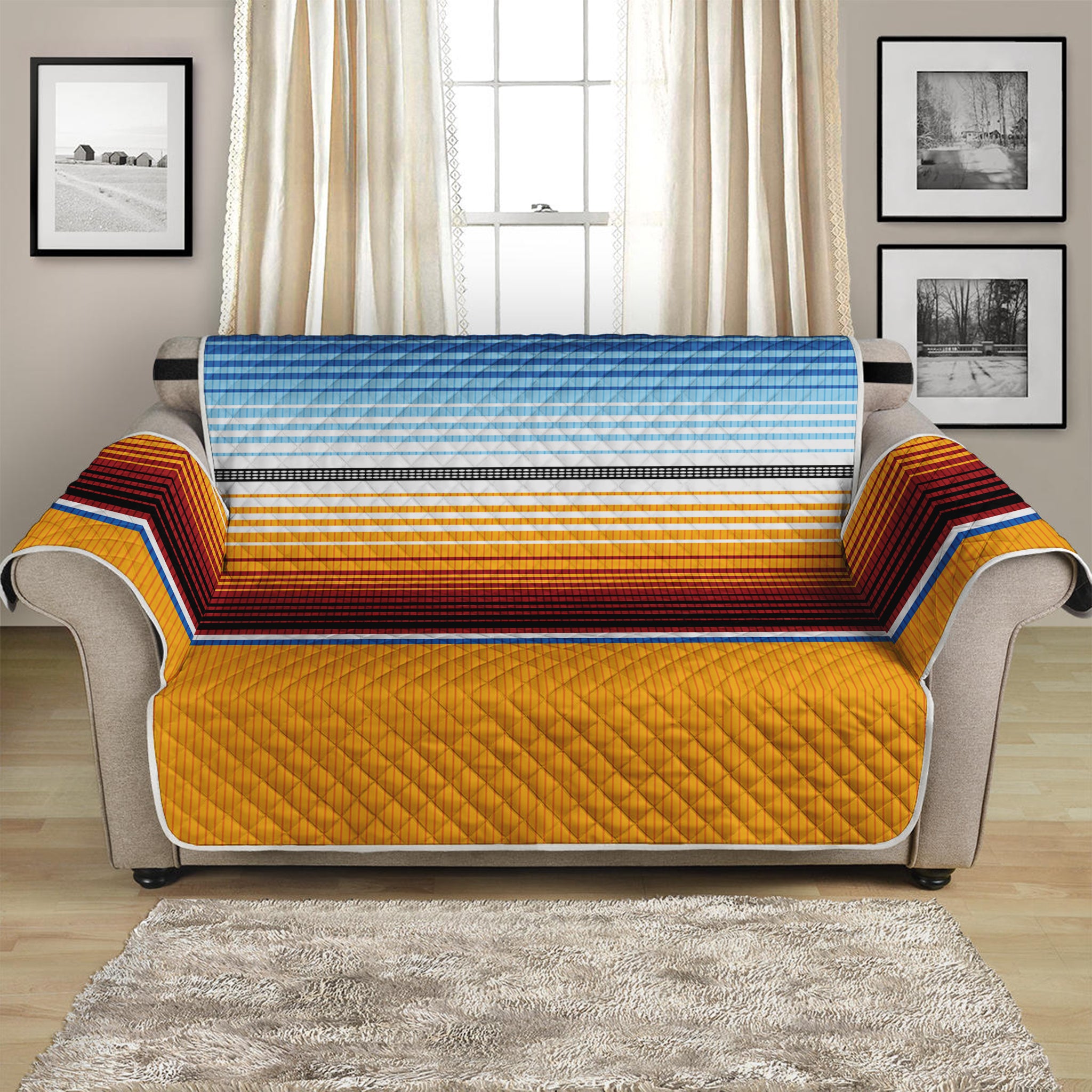 Tribal Serape Blanket Pattern Print Loveseat Protector