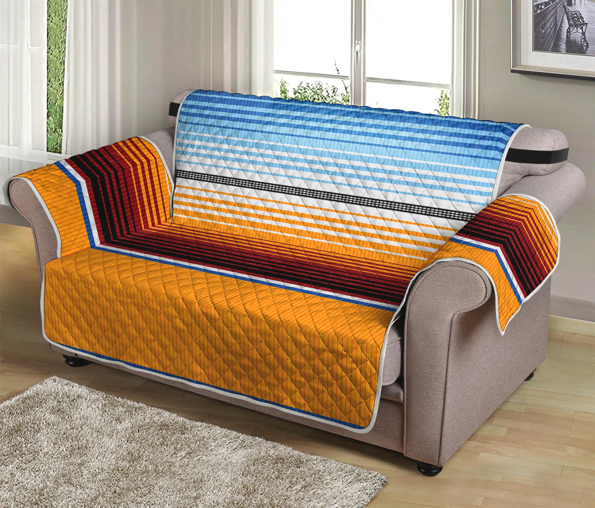 Tribal Serape Blanket Pattern Print Loveseat Protector