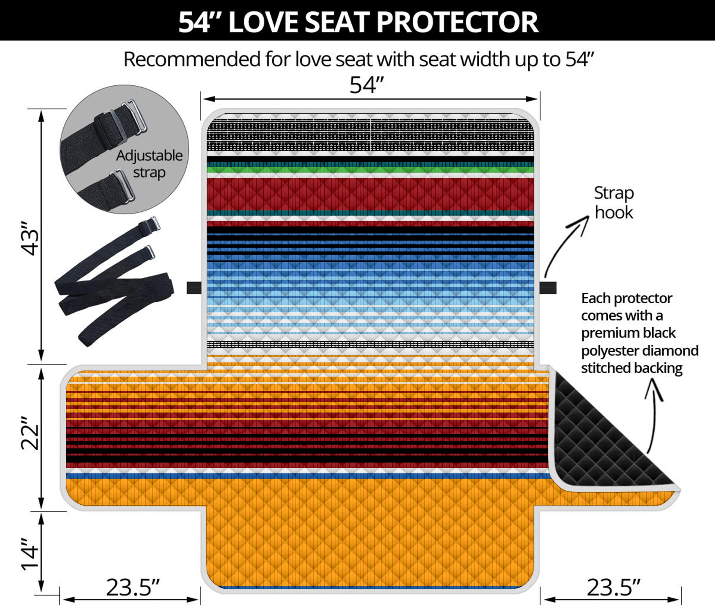 Tribal Serape Blanket Pattern Print Loveseat Protector