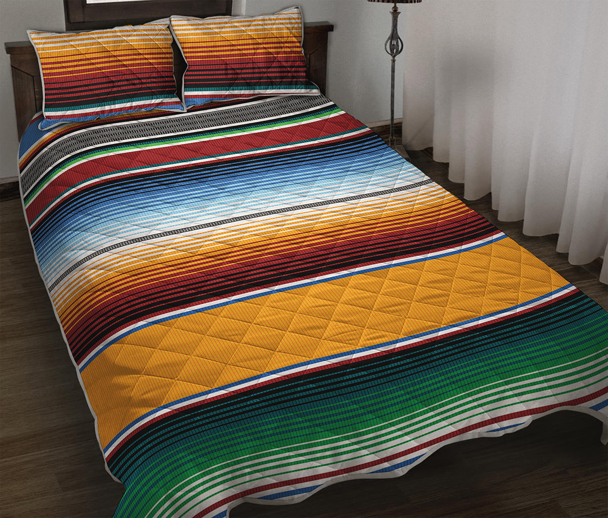 Tribal Serape Blanket Pattern Print Quilt Bed Set