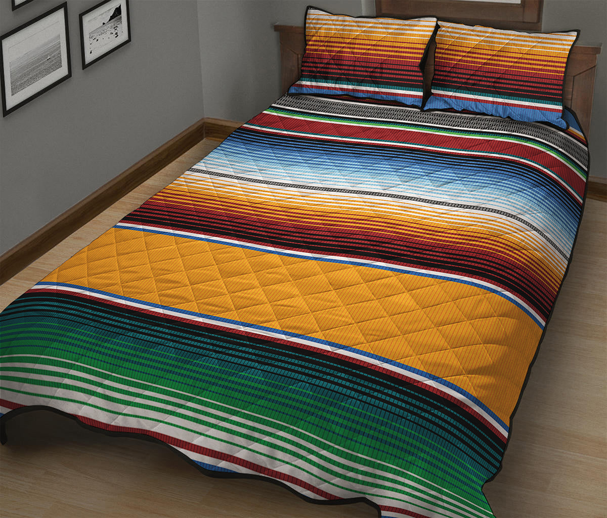 Tribal Serape Blanket Pattern Print Quilt Bed Set